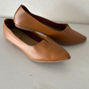 Light Brown Pointed Toe Flats Women Size 6